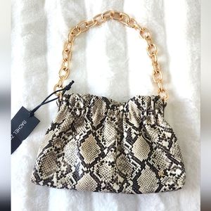 Rachel Zoe Dahlia Snakeskin gold link chain bag